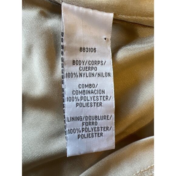 $695 NWT Theia Beige Short Sleeve Beaded Petal Appliqué A-Line Dress Sz 12 - Picture 11 of 12